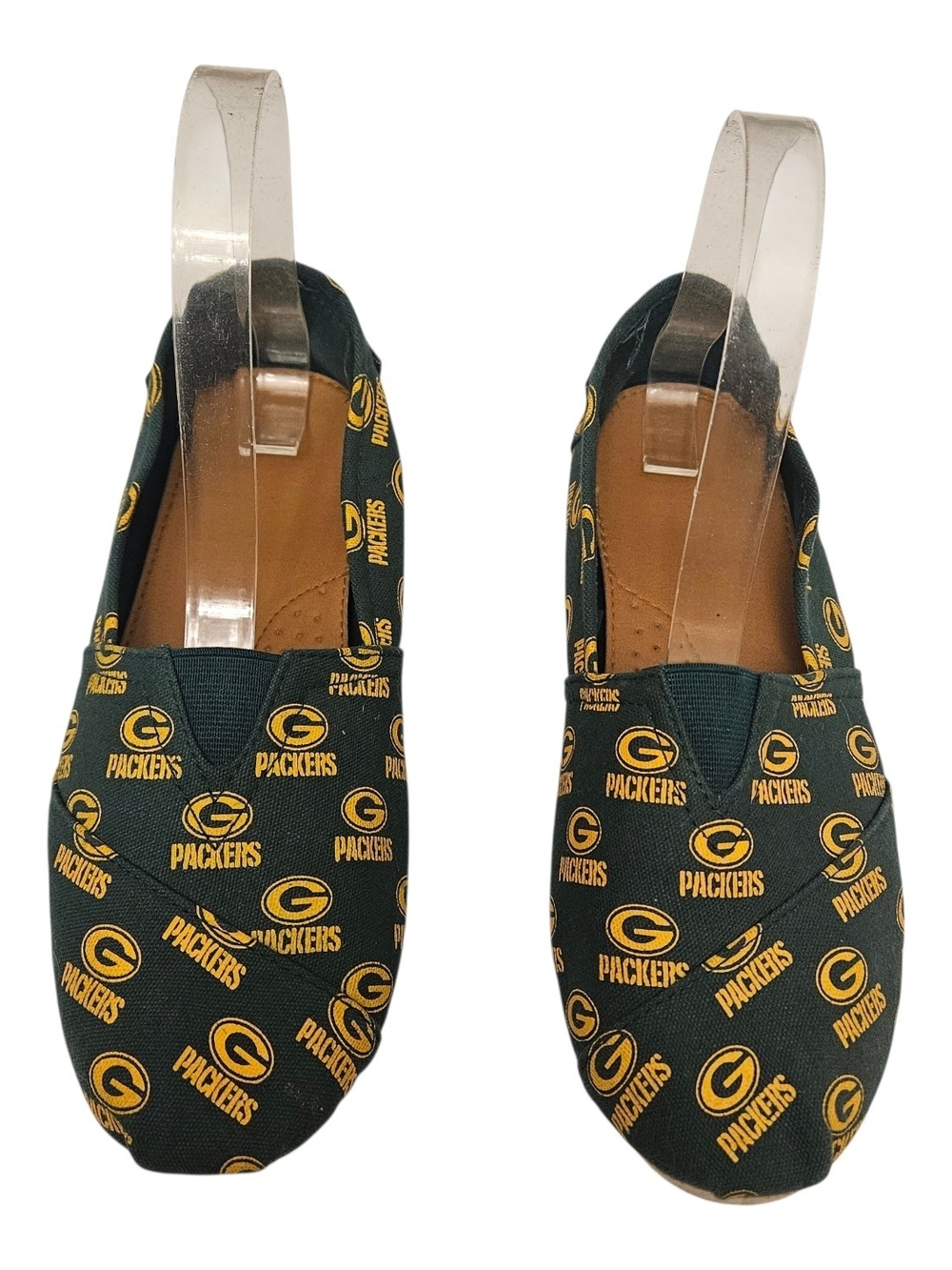 Green Bay Packers Logo Slip-On Shoes - Green & Gold Canvas Womens Small Casual
